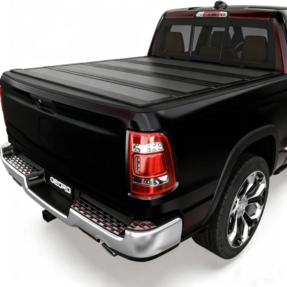 Alaska low profile hard tonneau cover closed on a Ram 1500 in winter