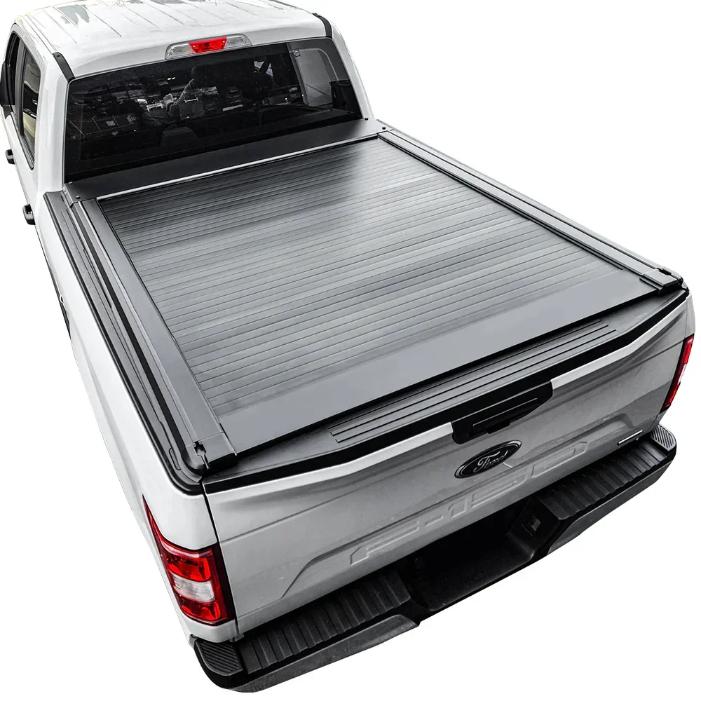Alaska retractable tonneau cover open on a Ford F-150 in winter